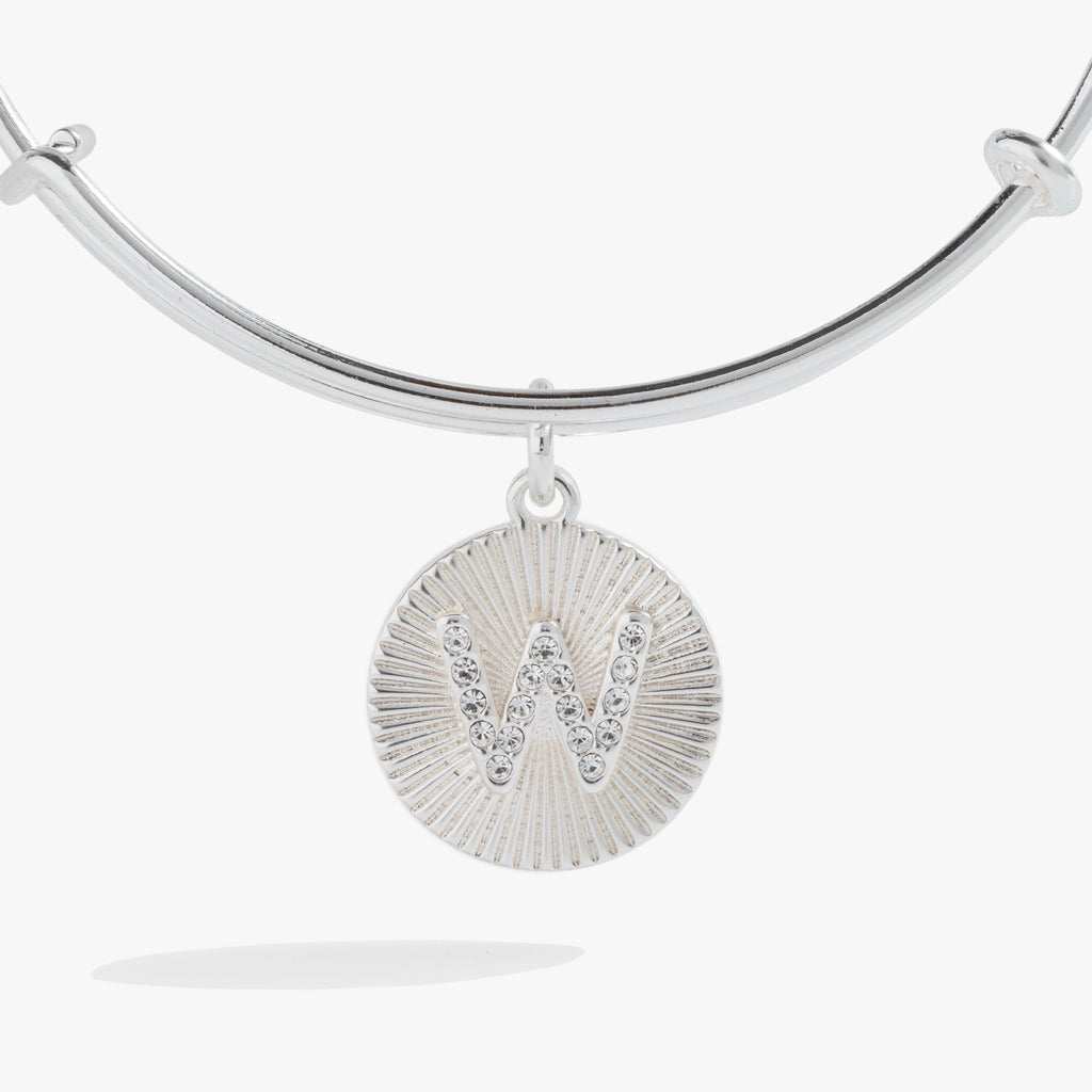 Initial W Pave Starburst Texture Bangle
