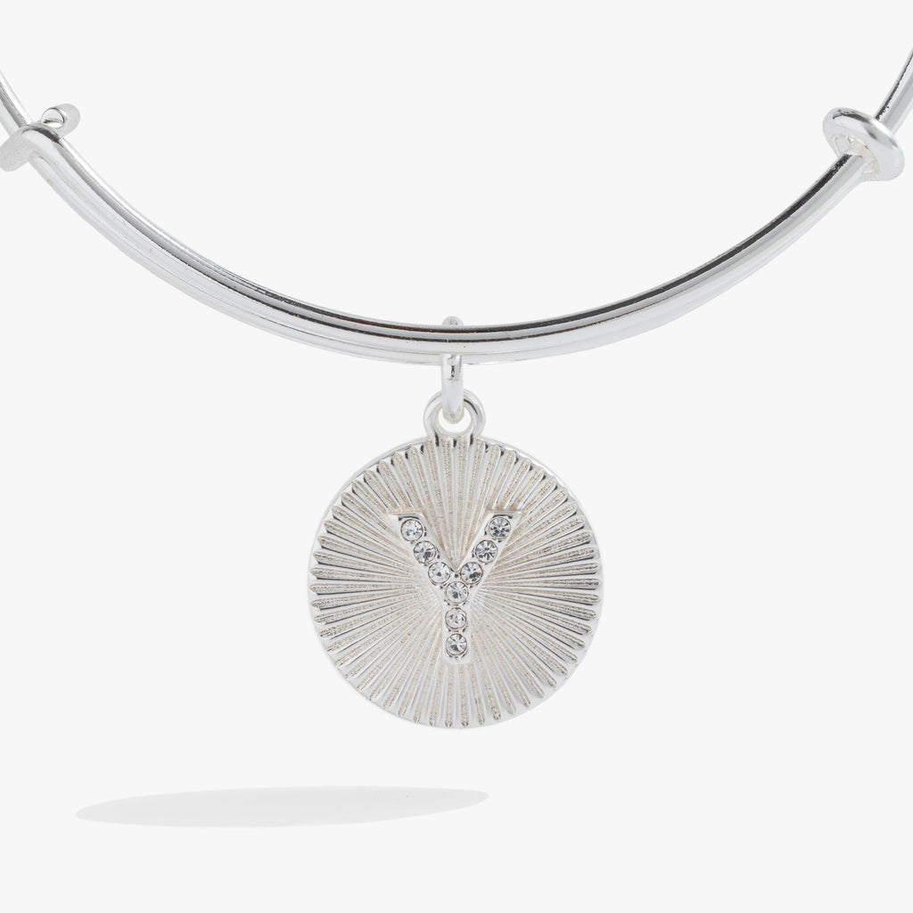 Initial Y Pave Starburst Texture Bangle