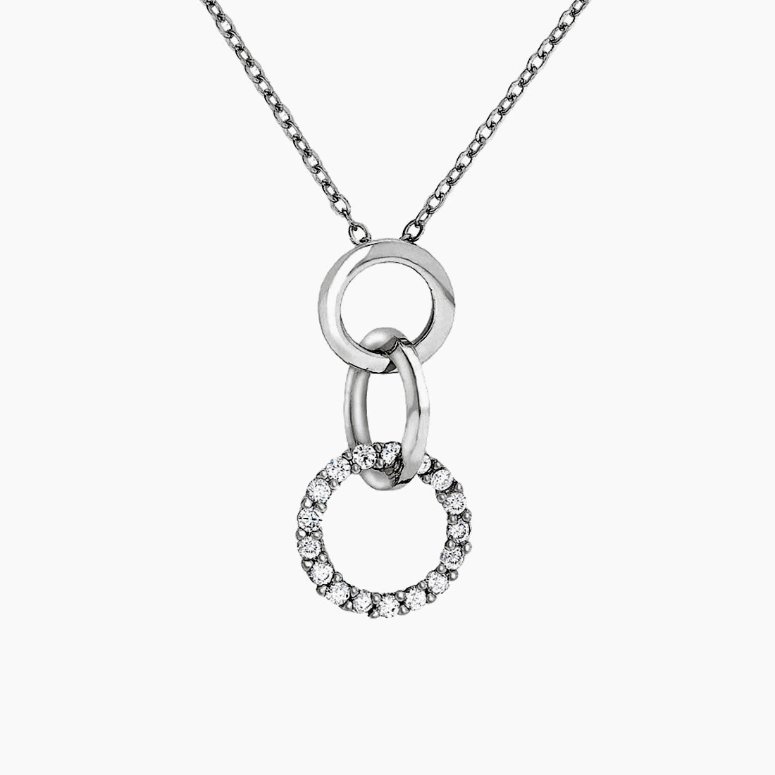 Rhodium Plated Finish Triplet Hoop Pendant